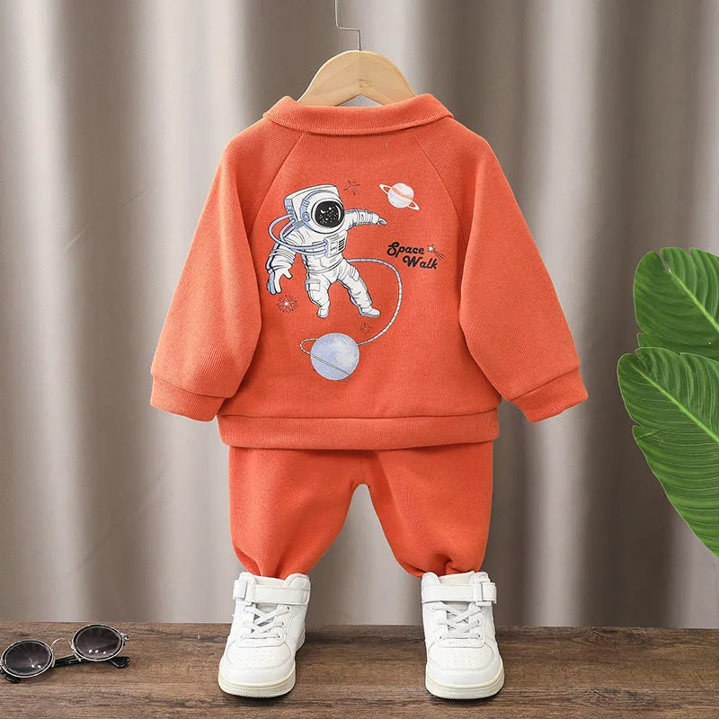 2 Pieces Set Baby Kid Girls Boys Sports Cartoon Print Hoodies Sweatshirts And Solid Color Pants Wholesale 23090620