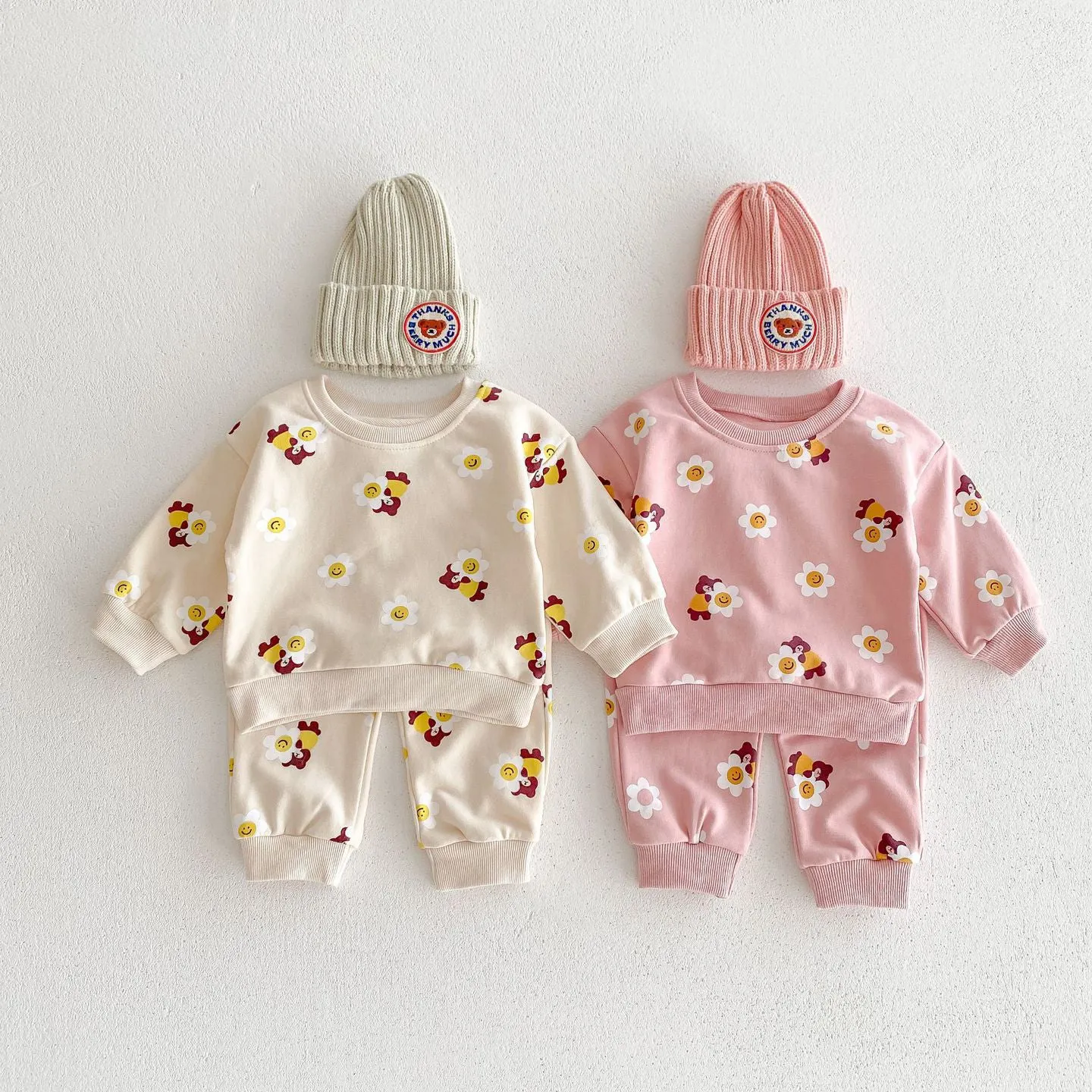 2 Pieces Set Baby Kid Girls Flower Cartoon Print Hoodies Sweatshirts And Pants Wholesale 23101964