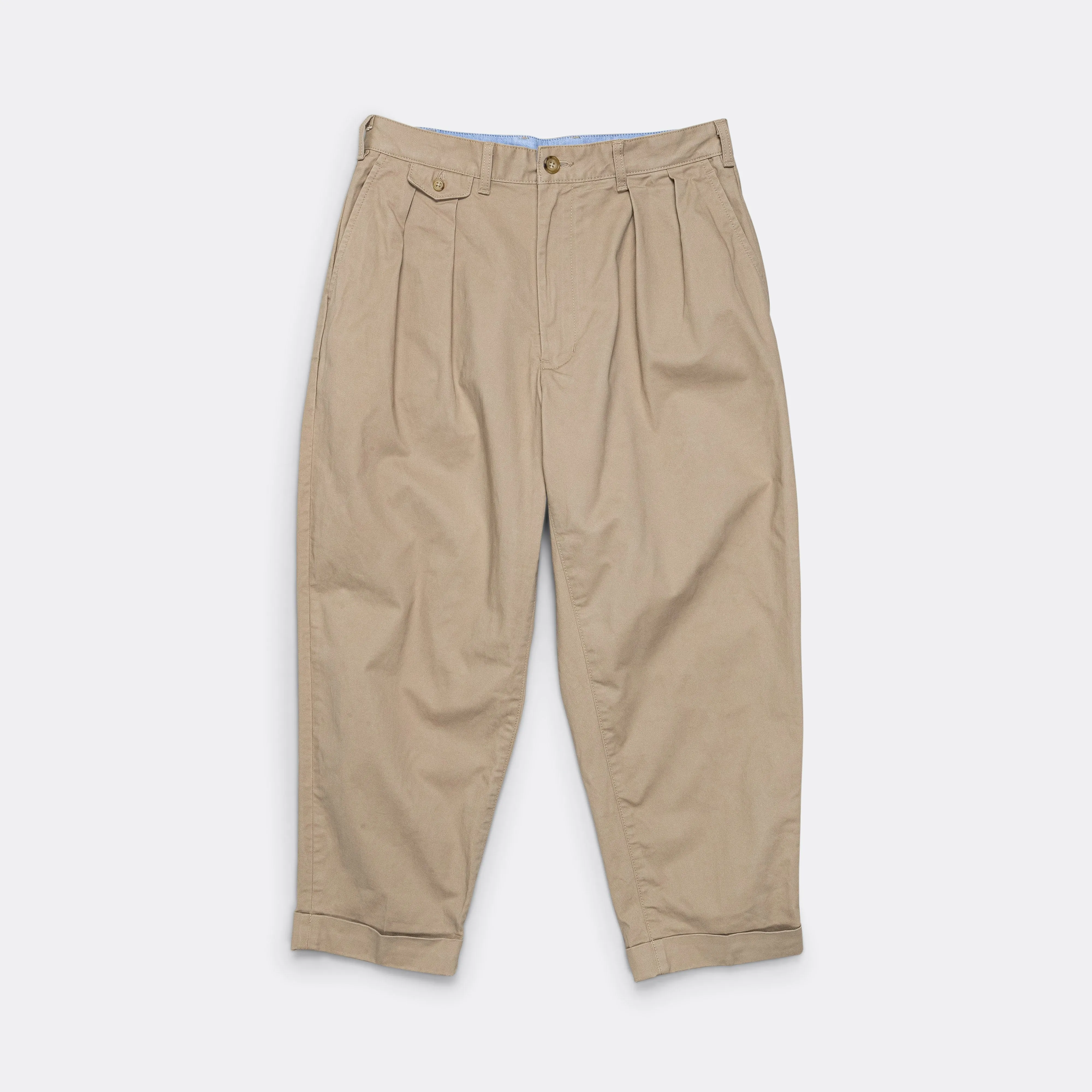 2 Pleats Trousers Twill - Khaki