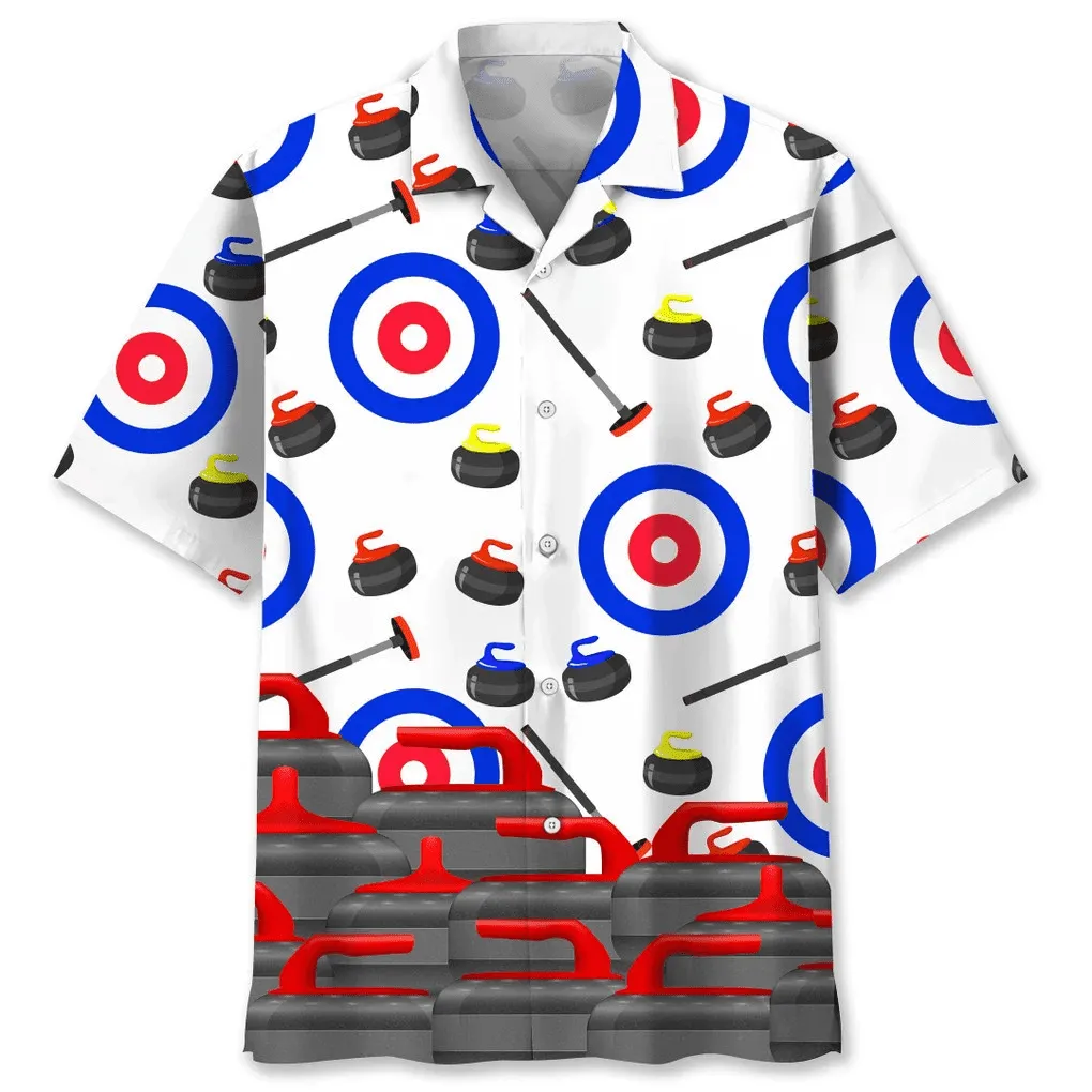 3D All Over Print Curling Pattern Hawaiian Shirt, Gift for Curling Lover