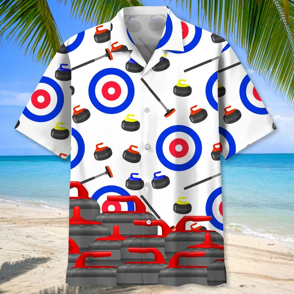 3D All Over Print Curling Pattern Hawaiian Shirt, Gift for Curling Lover