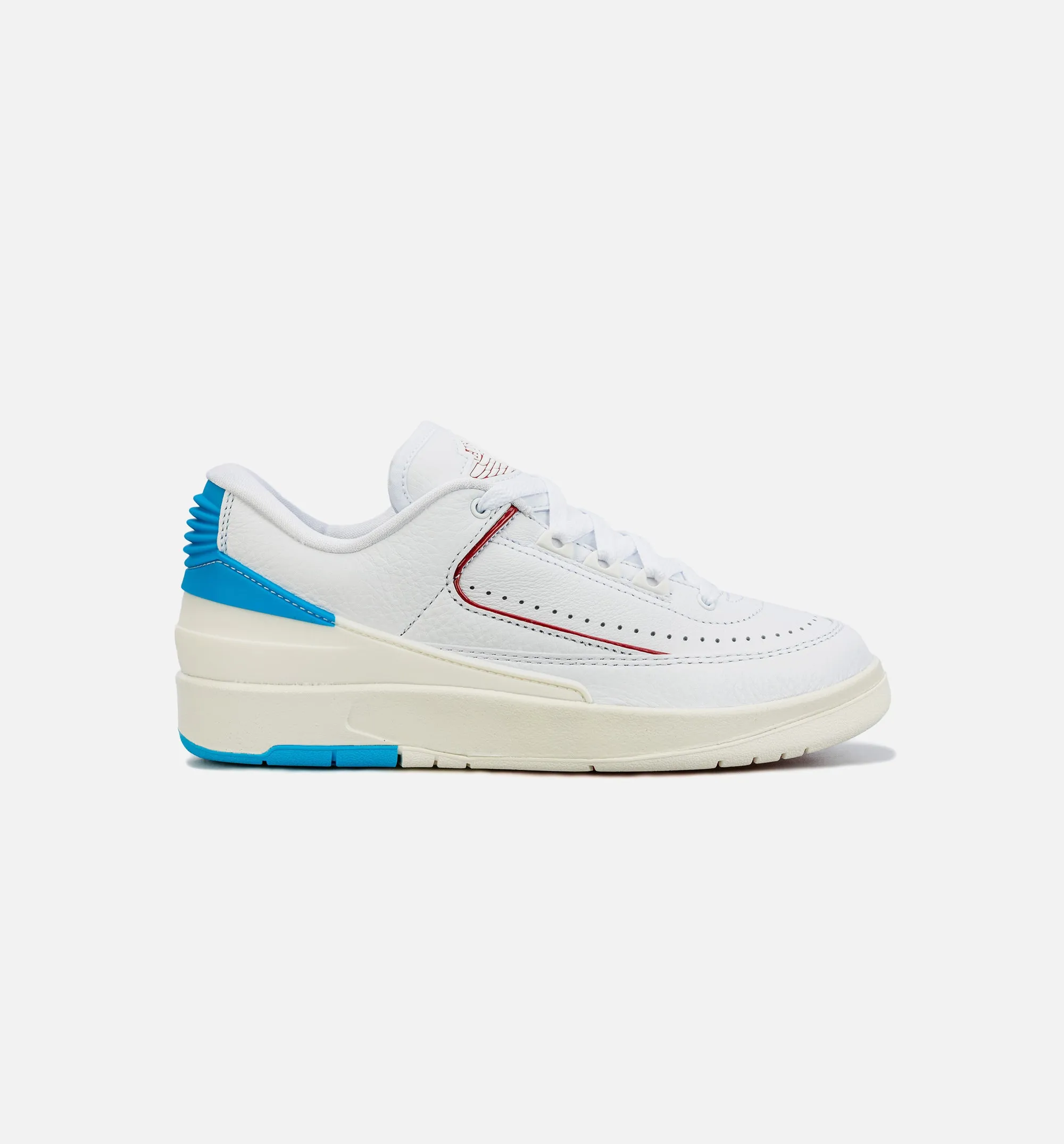 Air Jordan 2 Retro Low Gym Red and Dark Powder Blue Womens Lifestyle Shoe - White/Red/Blue