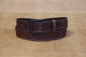 Allegheny Leather Men's Brown Aztec Stamped Leather Belt 2282