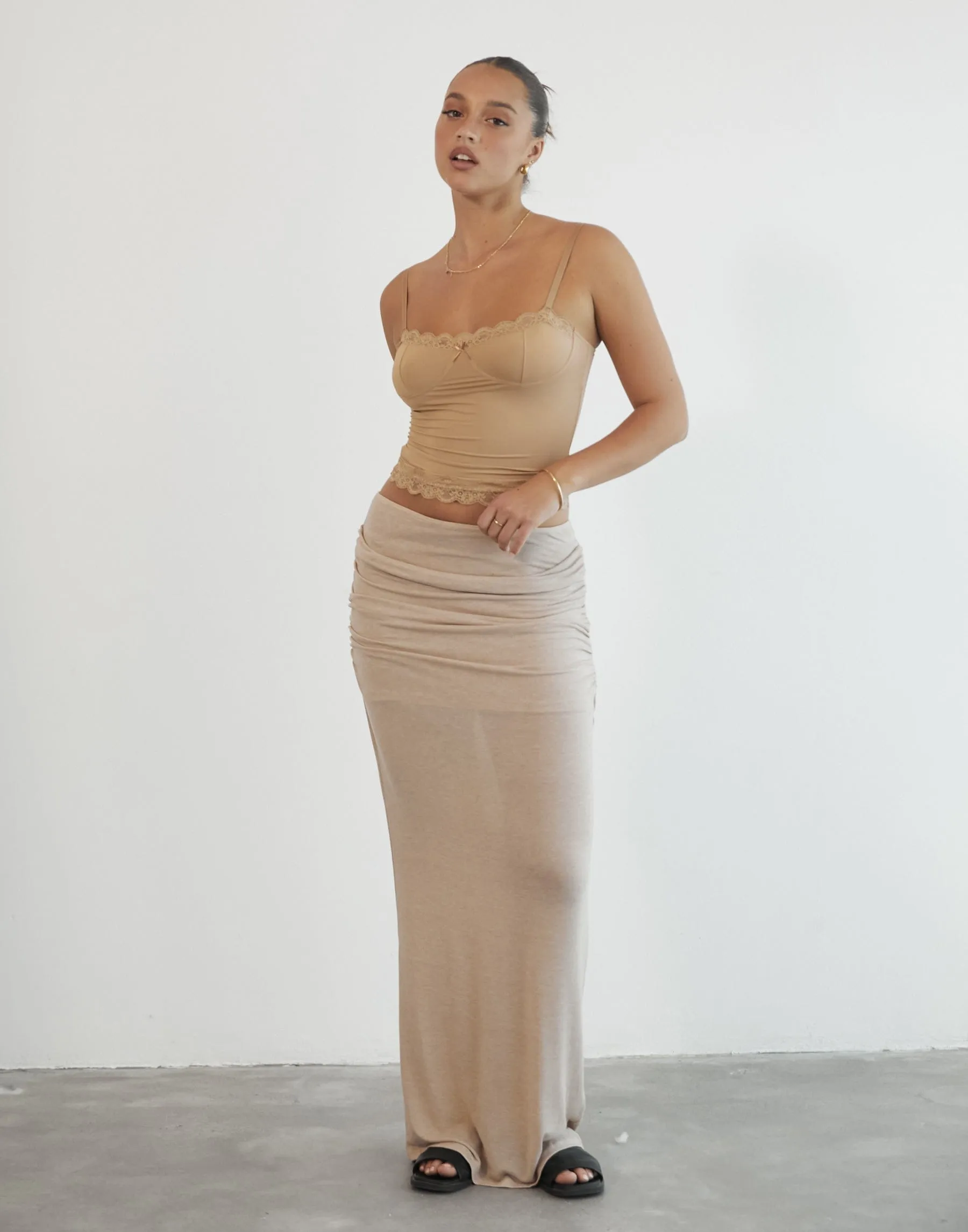 Almost Famous Maxi Skirt (Taupe) - By Lioness