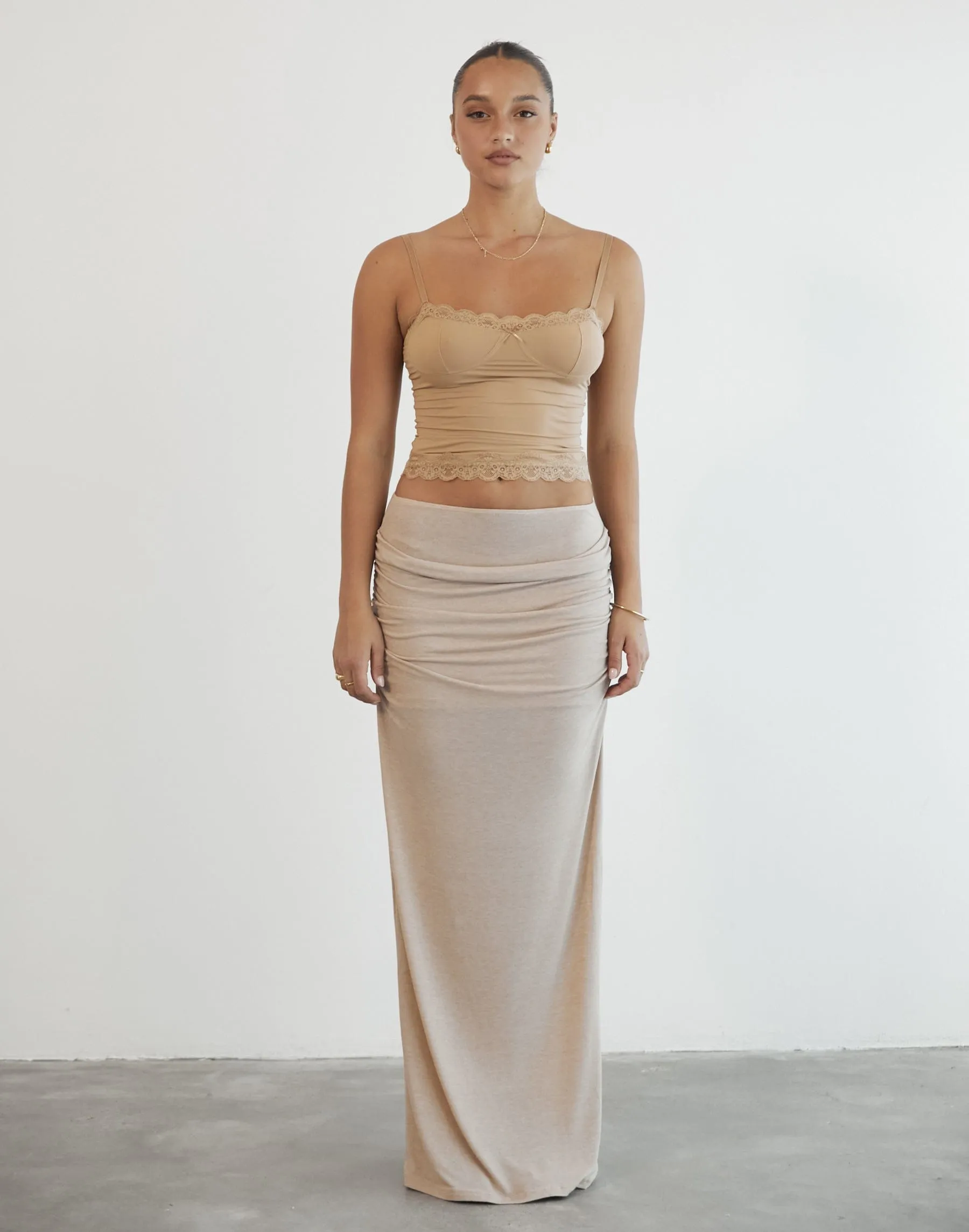 Almost Famous Maxi Skirt (Taupe) - By Lioness