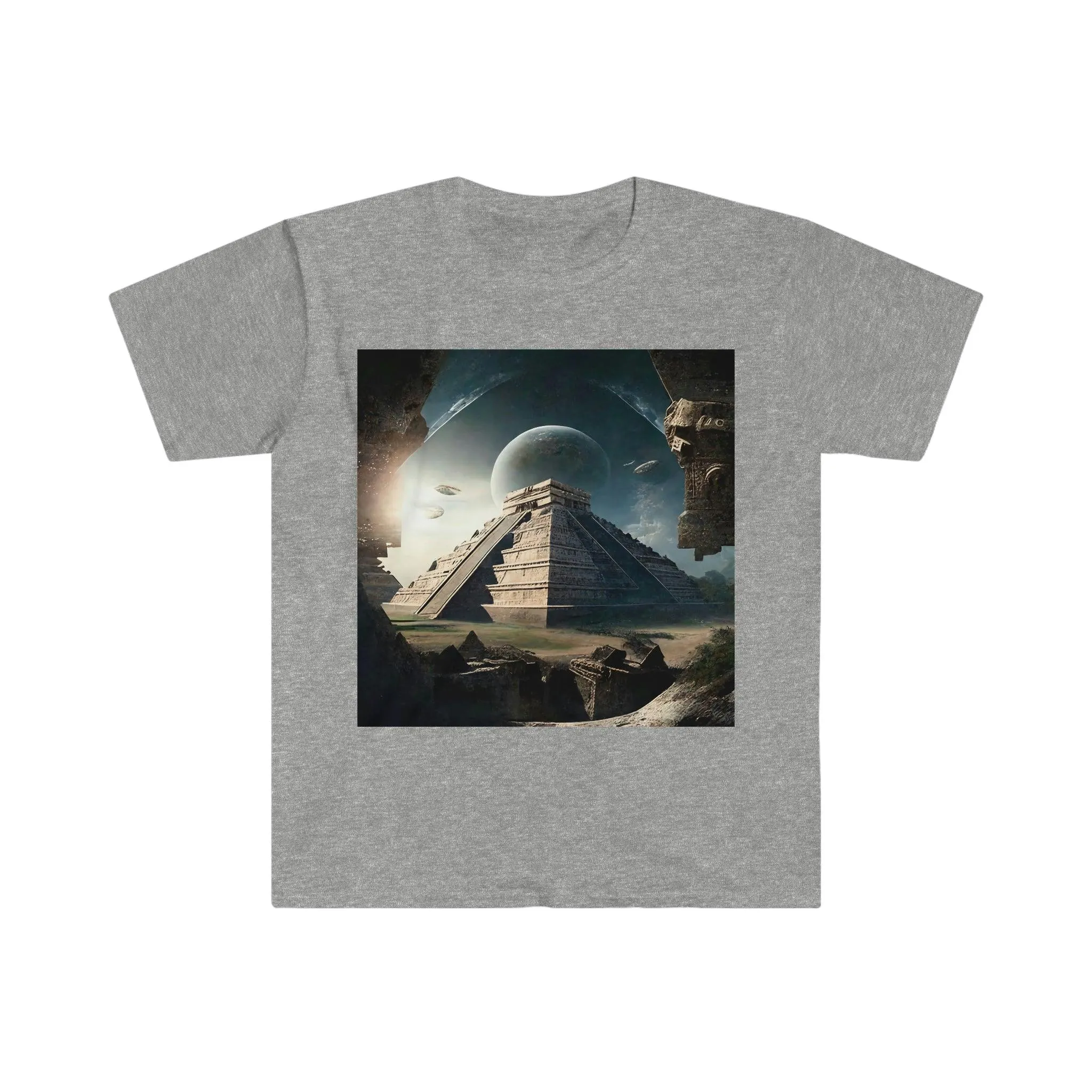 Ancient Aliens AI Digital Art T-shirt v4 - Men's and Women's Unisex Shirt for Festival and Street Wear