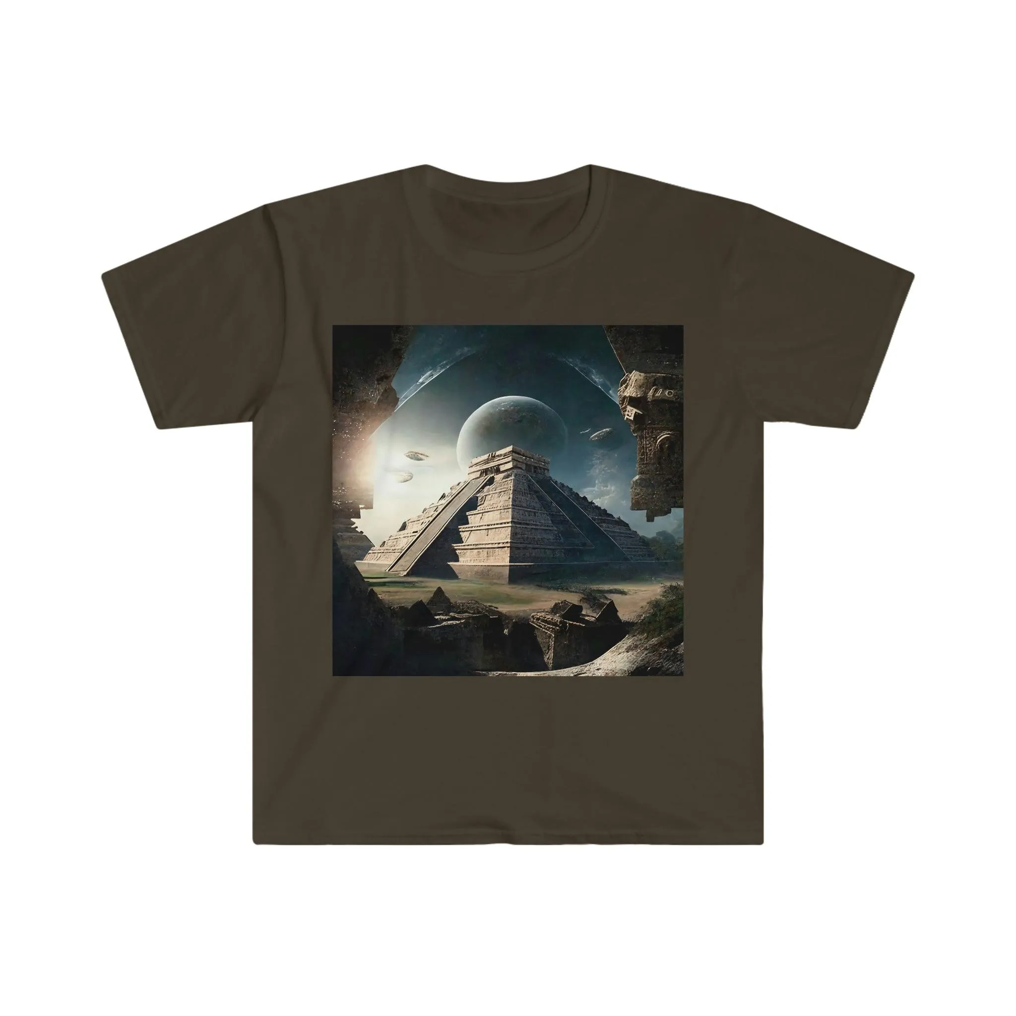 Ancient Aliens AI Digital Art T-shirt v4 - Men's and Women's Unisex Shirt for Festival and Street Wear