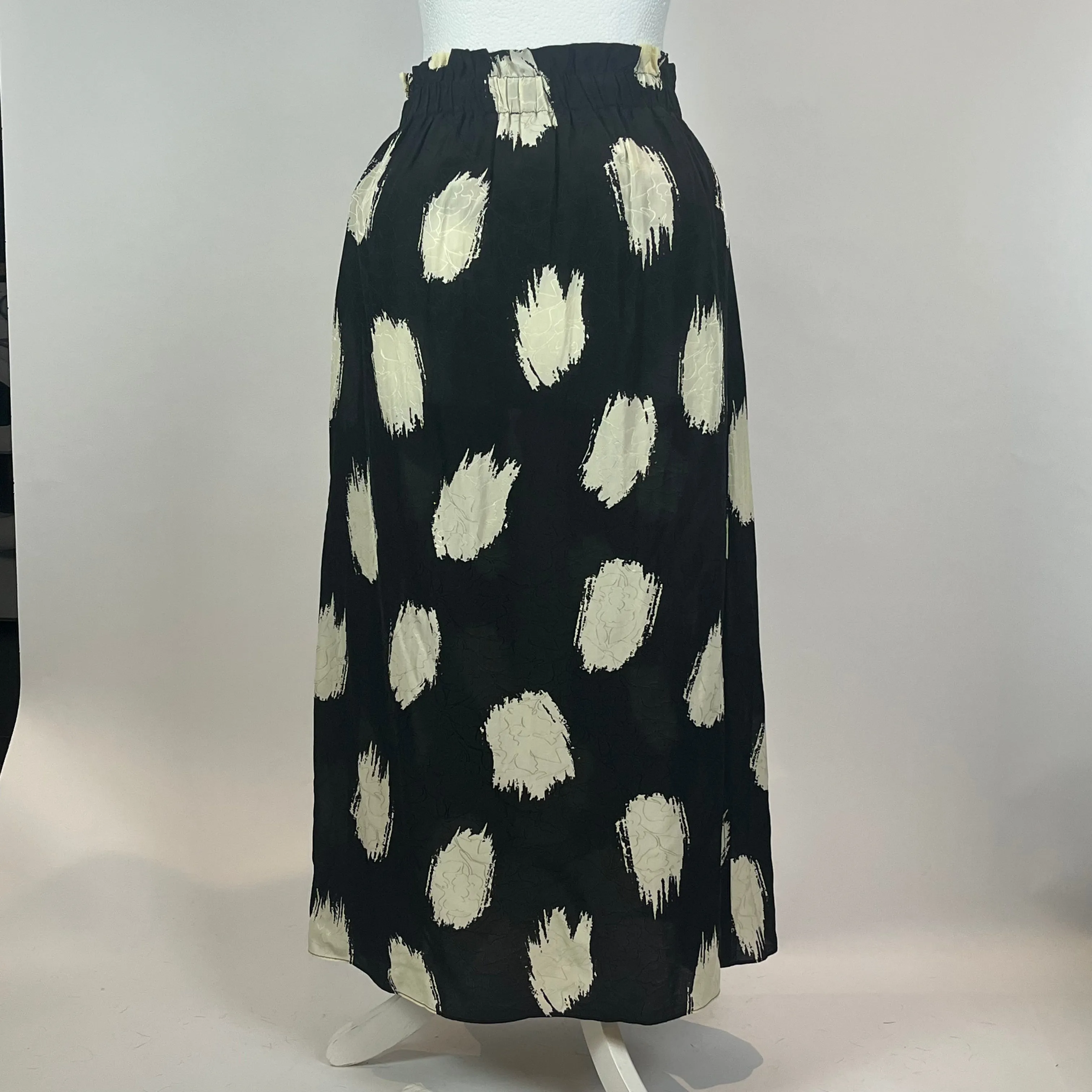 Ba&Sh Brand New Black & Cream Silky Elasticated Skirt XS