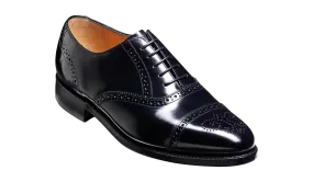 Barker Alfred Half Brogue Shoe - Hi Shine Black