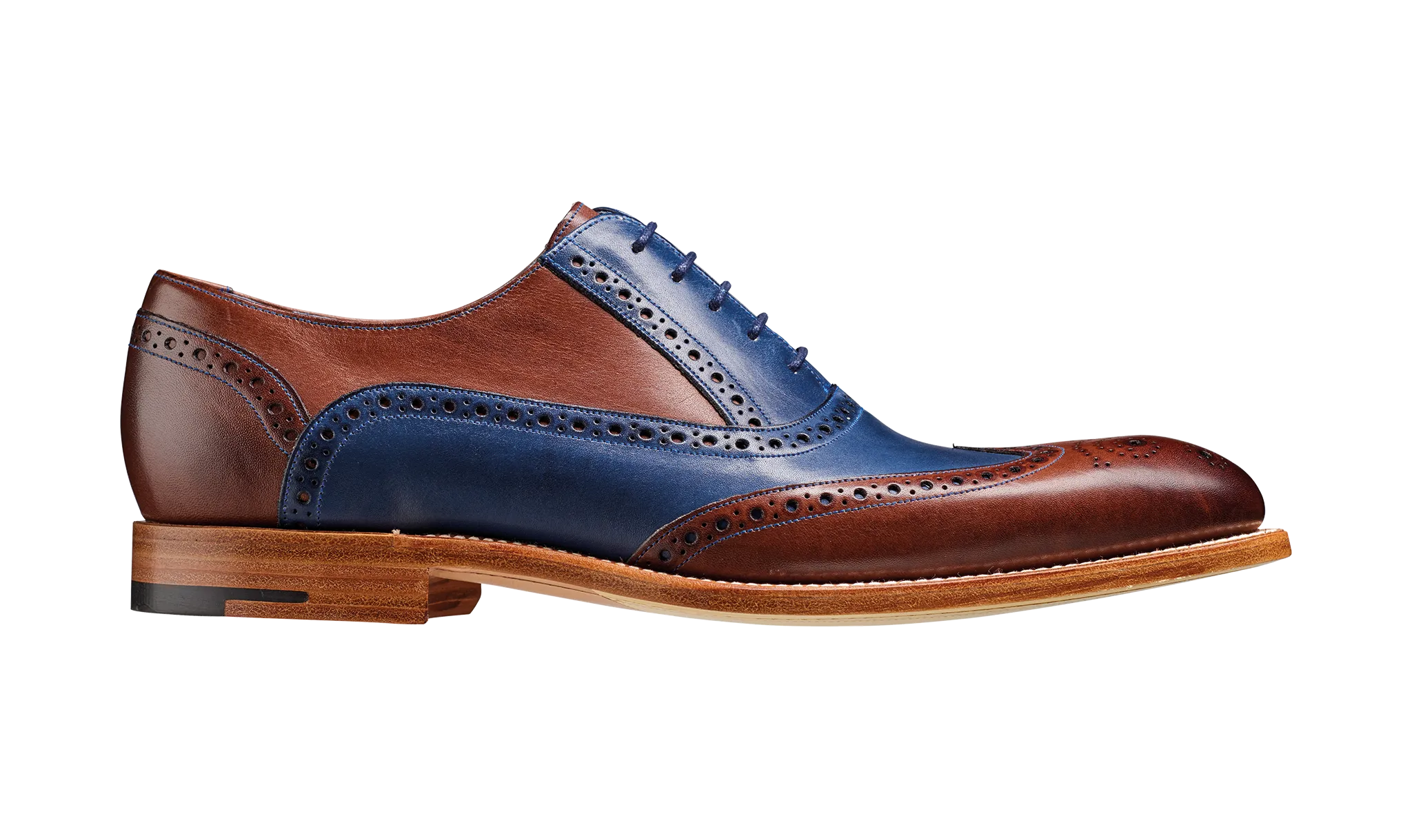 Barker Valiant Full Brogue Oxford Shoe - Ebony / Navy Hand Painted