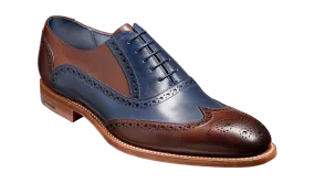 Barker Valiant Full Brogue Oxford Shoe - Ebony / Navy Hand Painted