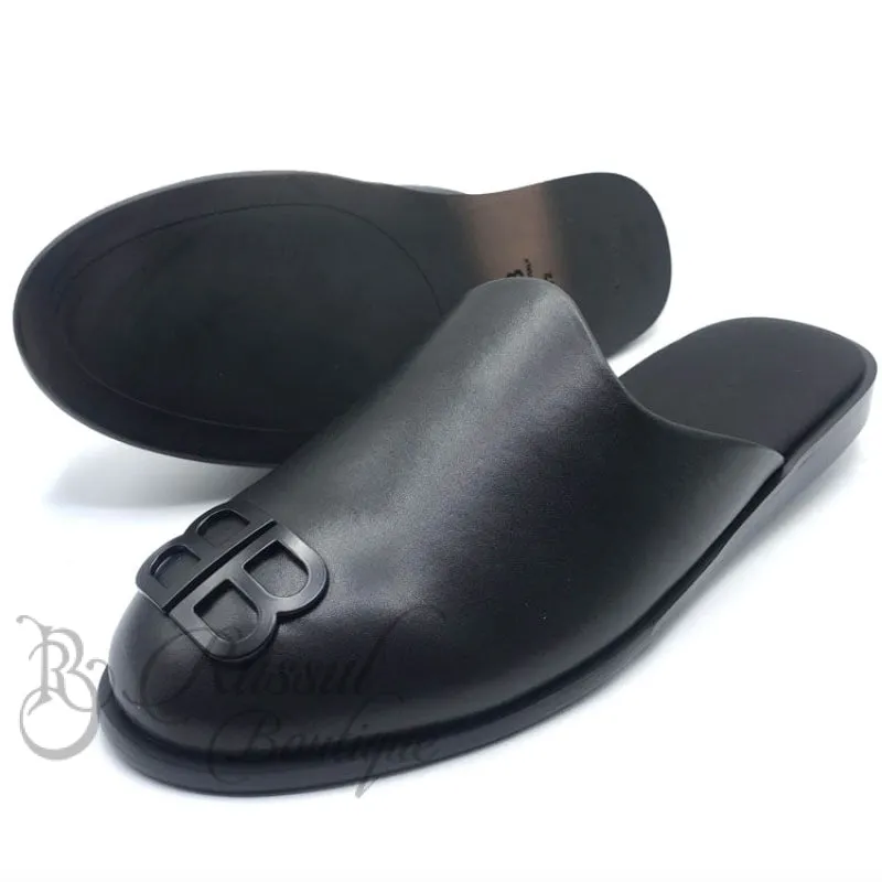 BB crested leather half shoe | Black