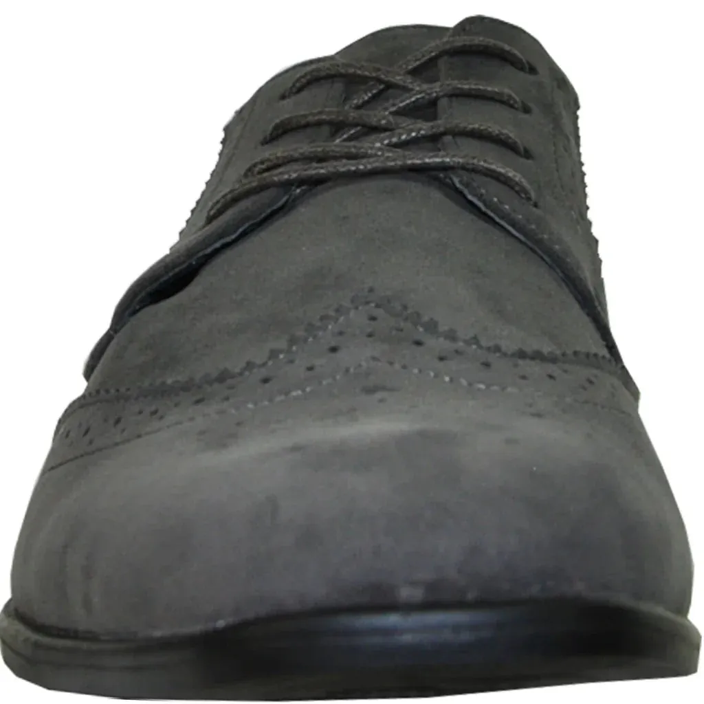 BRAVO Men Dress Shoe KING-3 Wingtip Oxford Shoe Grey