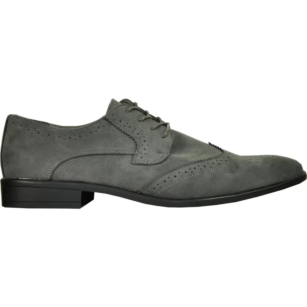 BRAVO Men Dress Shoe KING-3 Wingtip Oxford Shoe Grey