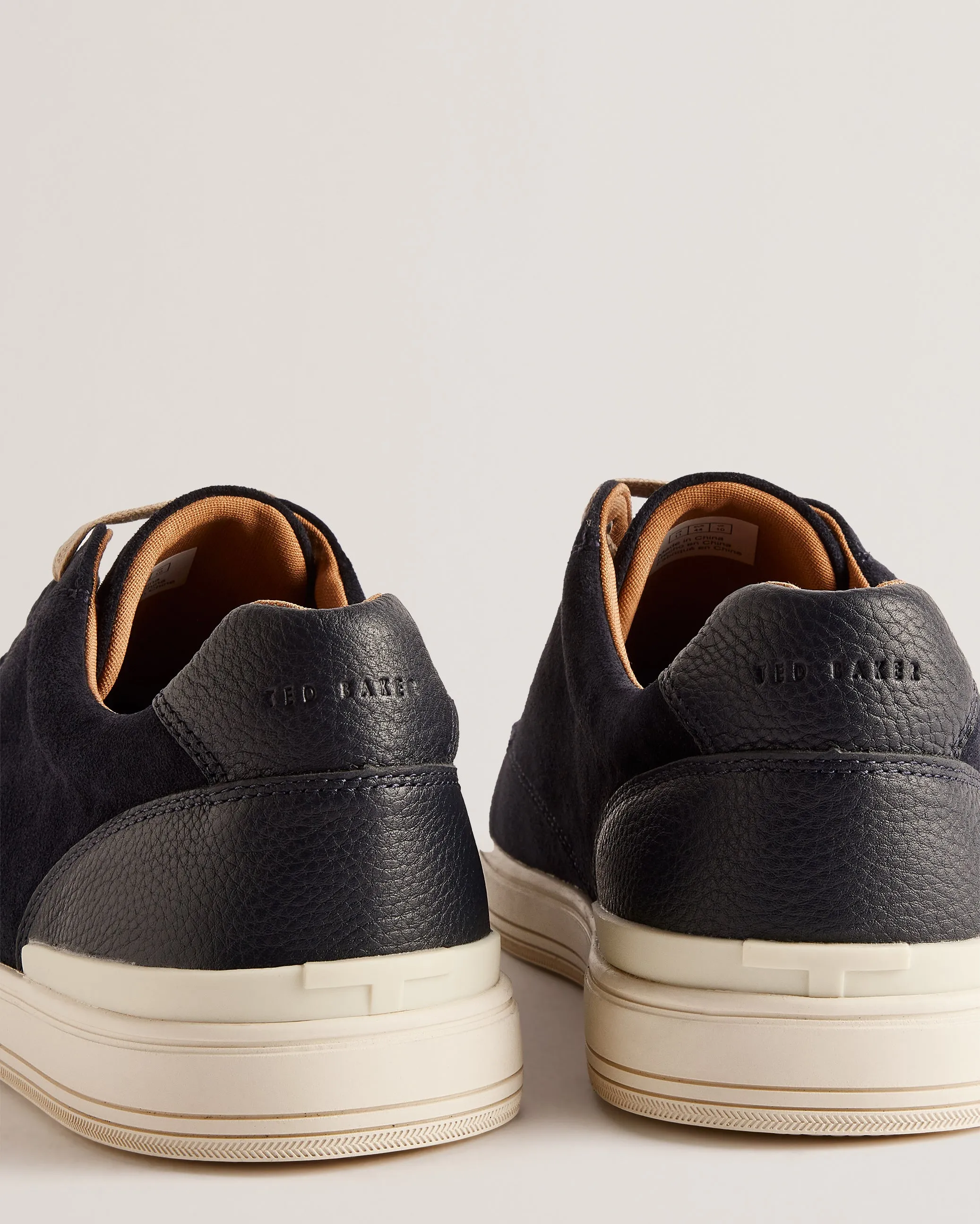 Brentfd Textured Leather Low Top Trainers Navy