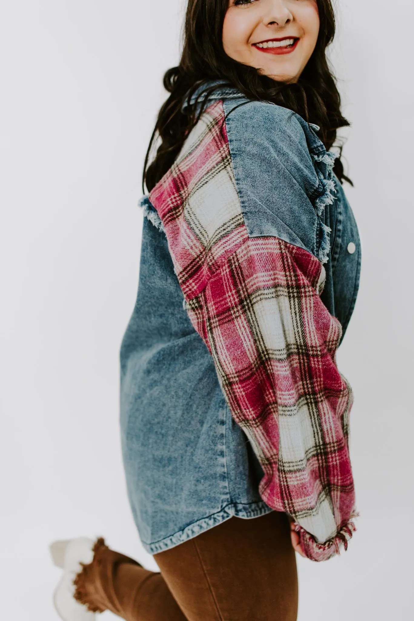 Casually Adorned Contrast Denim Jacket