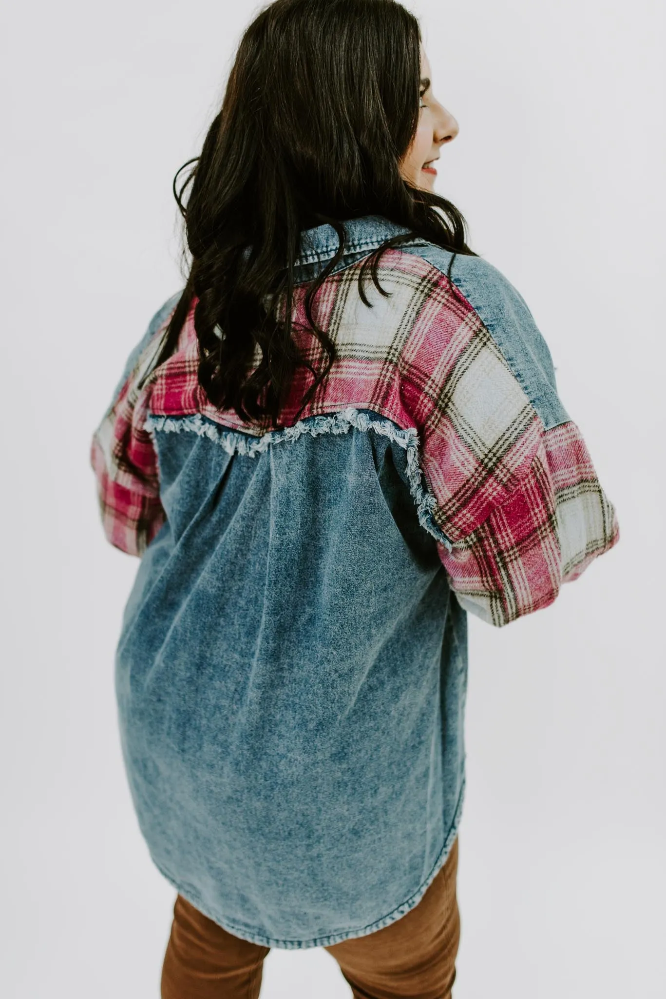 Casually Adorned Contrast Denim Jacket