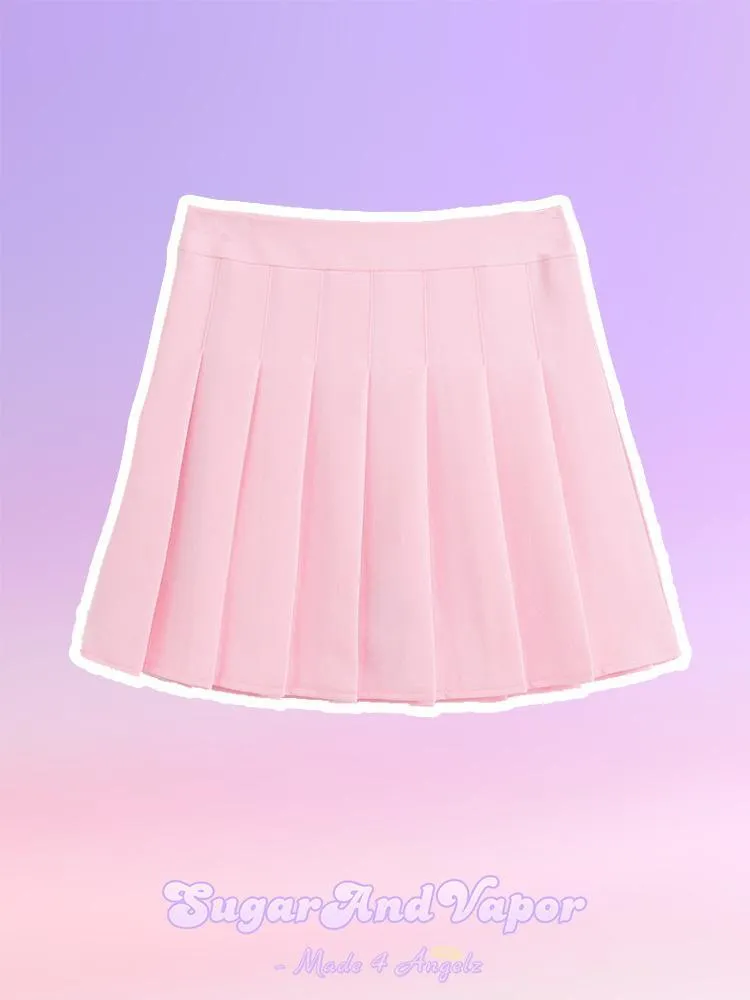 CHER Girly Pure Color Pleated Tennis Skirt