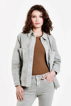 Dear John Gina Denim Shirt Jacket Oyster Gray