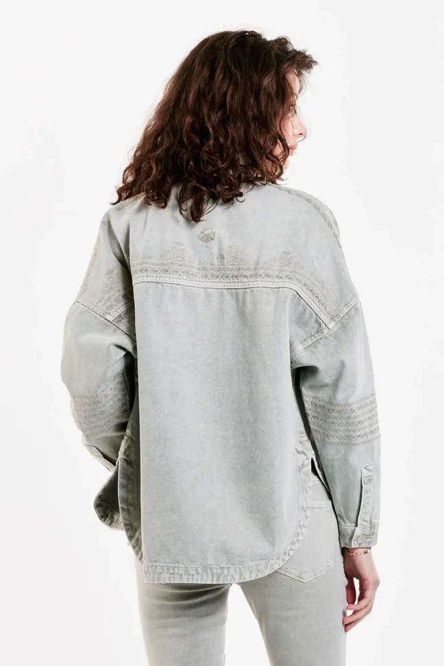 Dear John Gina Denim Shirt Jacket Oyster Gray