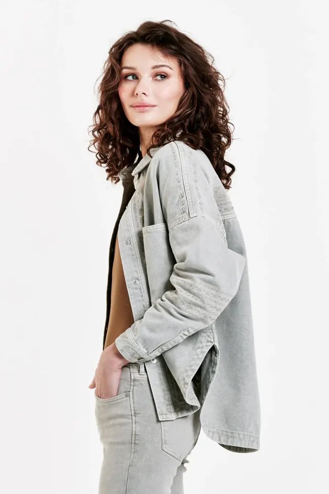 Dear John Gina Denim Shirt Jacket Oyster Gray