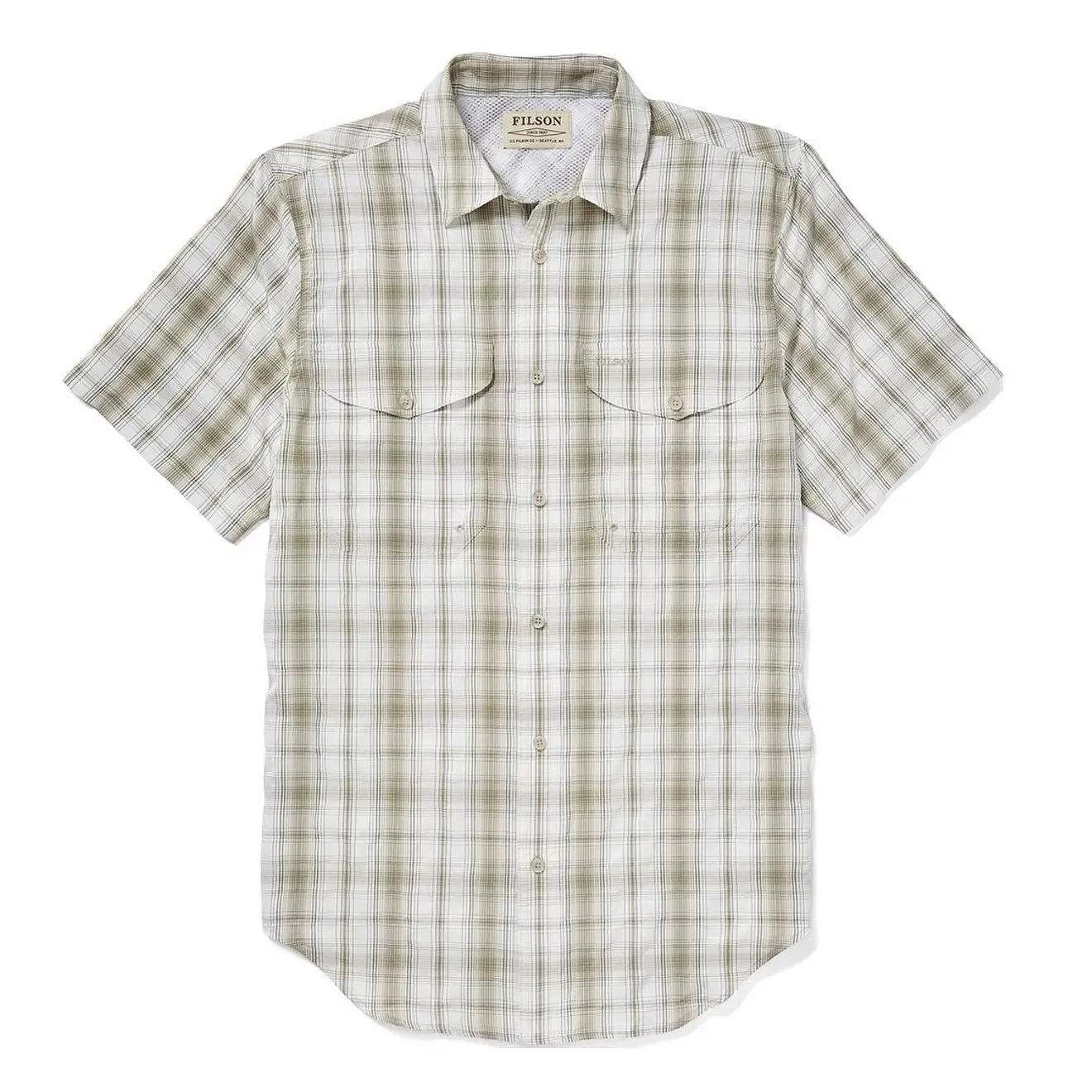 Filson Twin Lakes Short Sleeve Sport Shirt Cream/Khaki/Green