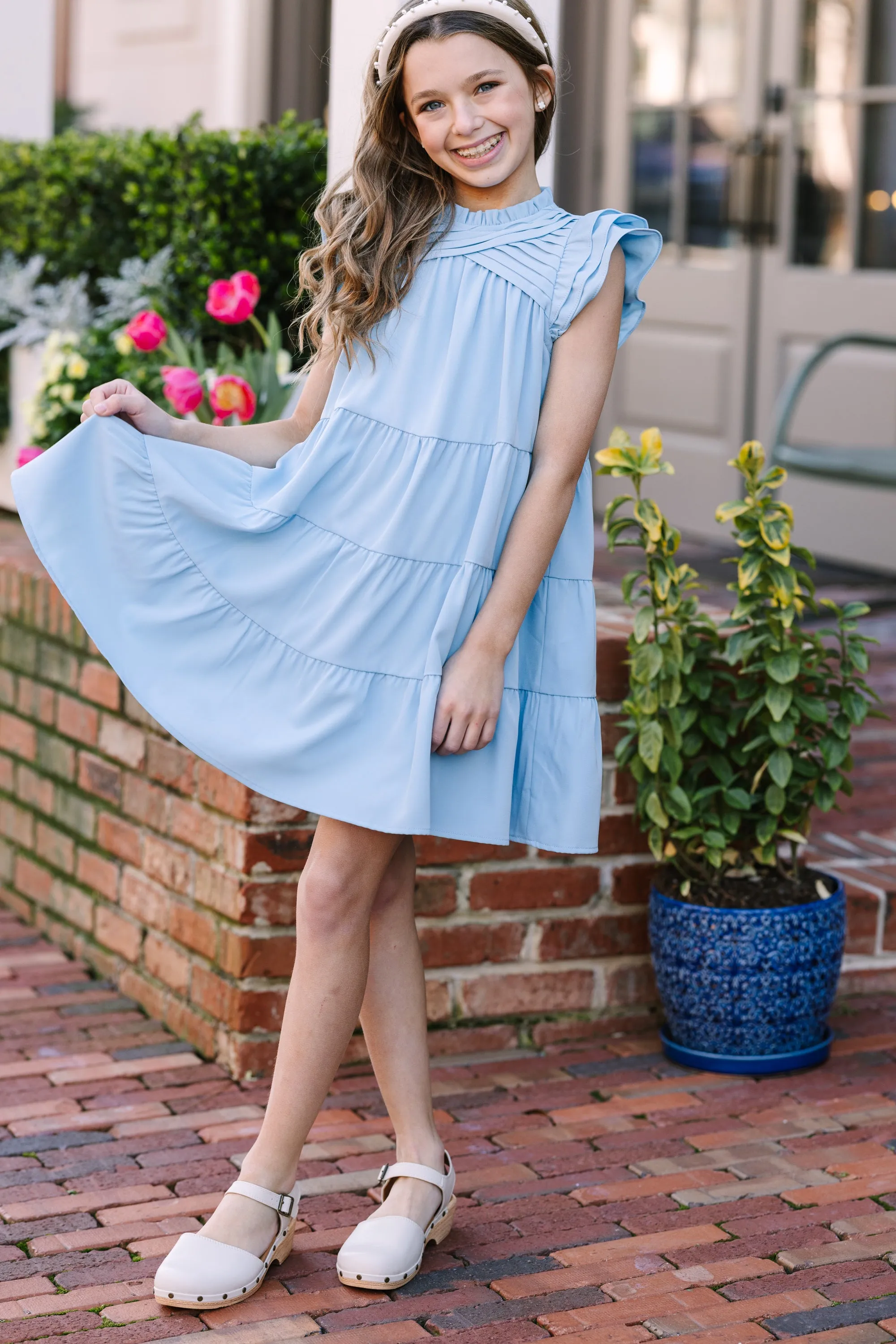 Girls: All About You Light Blue Ruffled Dress