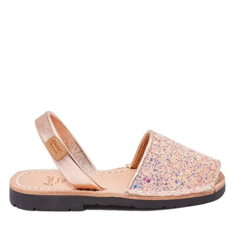 Glittery Leather Menorcan Sandal For Kids - Iker 1097R Glitter