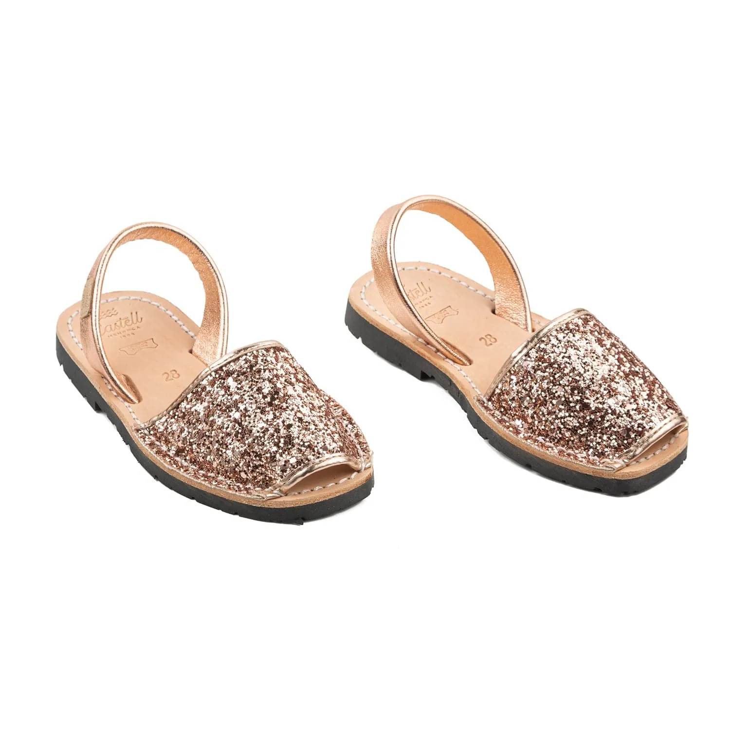 Glittery Leather Menorcan Sandal For Kids - Iker 1097R Glitter