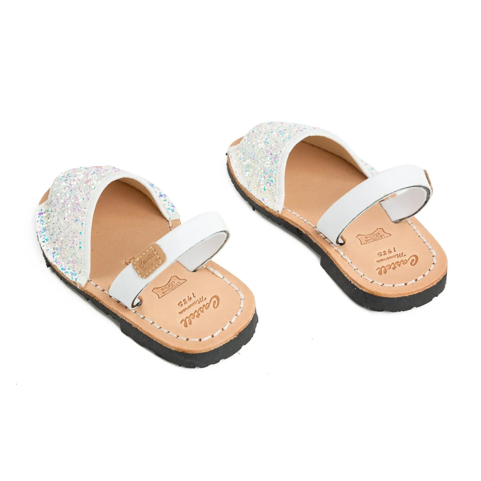 Glittery Leather Menorcan Sandal For Kids - Iker 1097R Strech