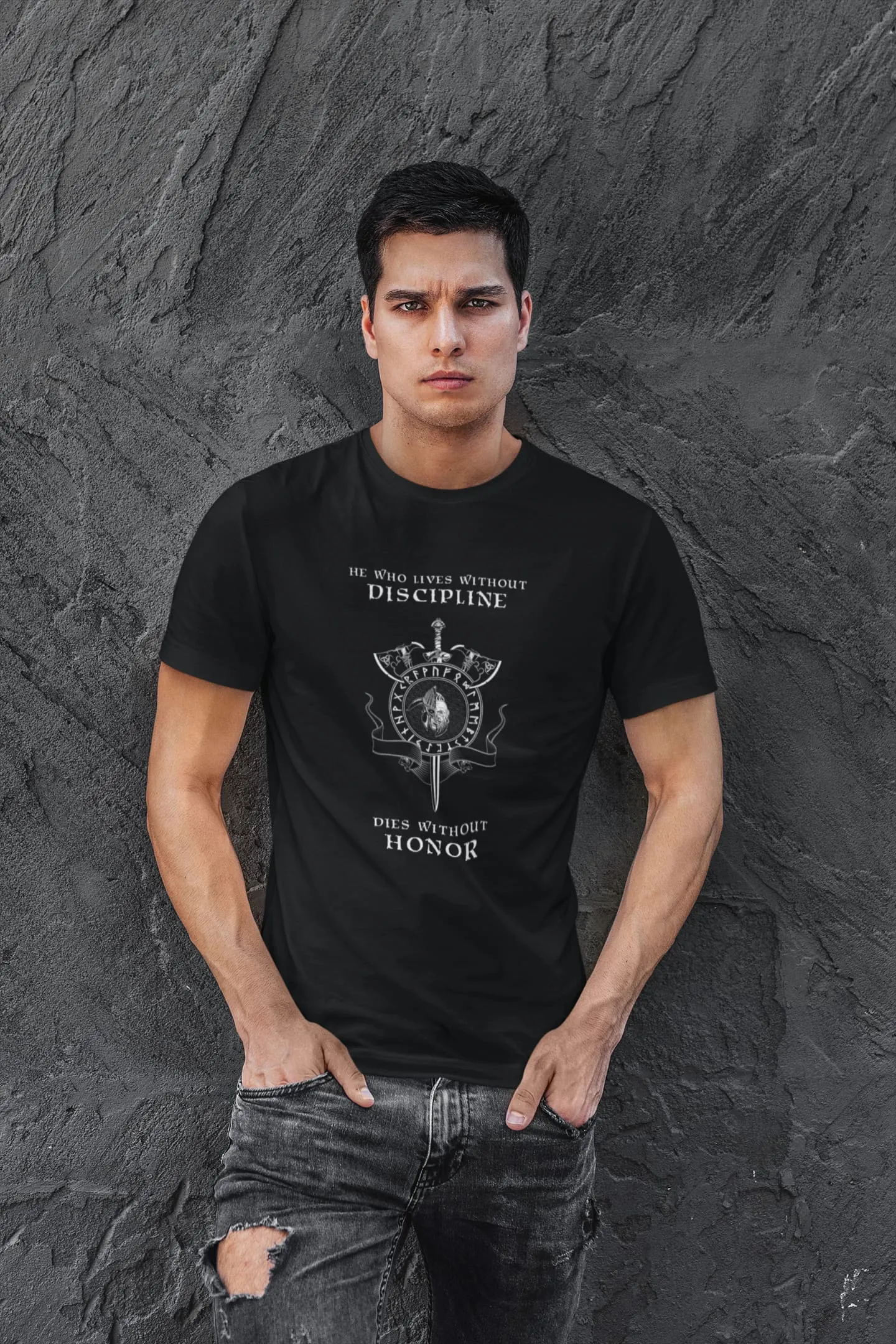 He Who Lives Without Discipline Black T-Shirt