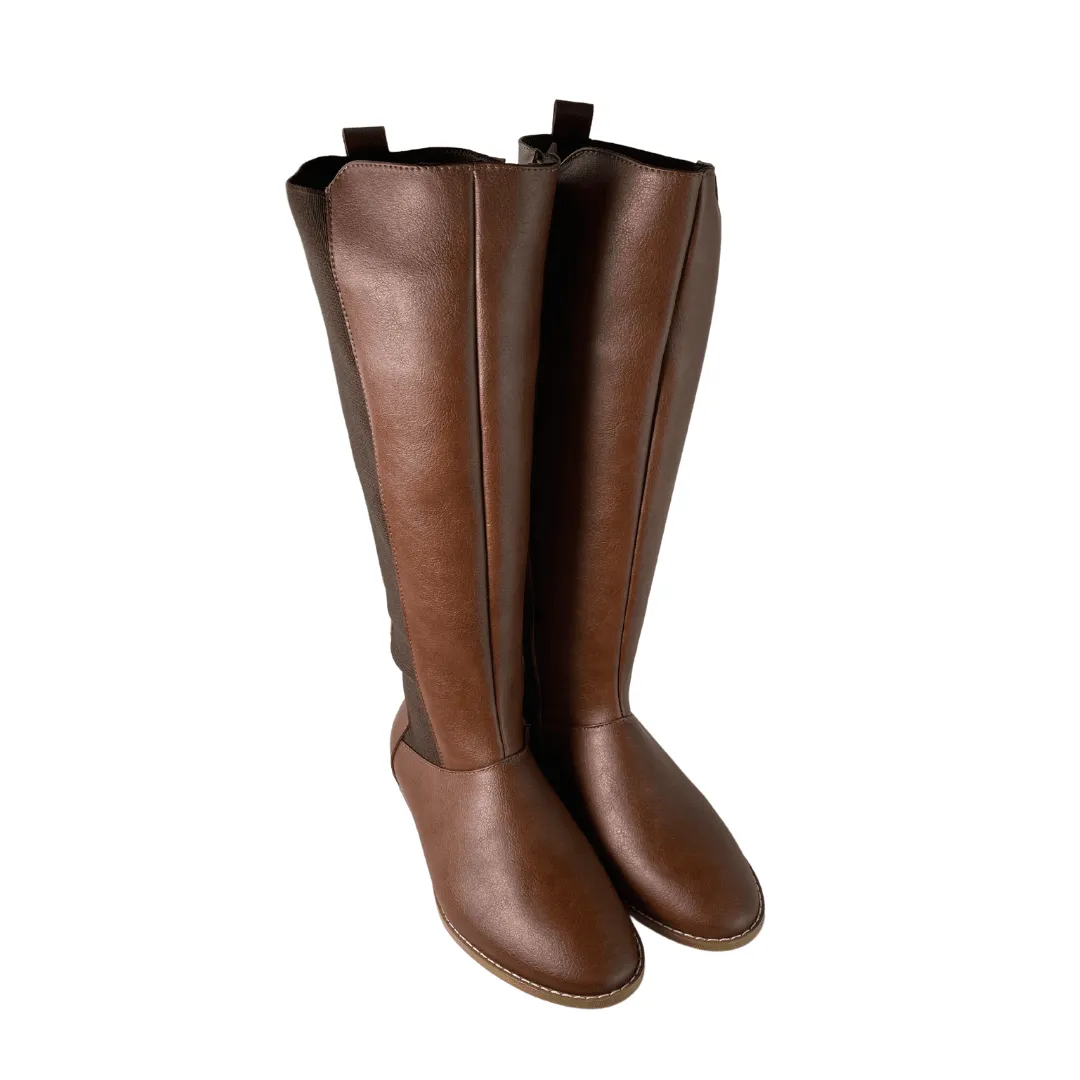 'Holly' vegan leather knee-high riding boot by Zette Shoes - cognac