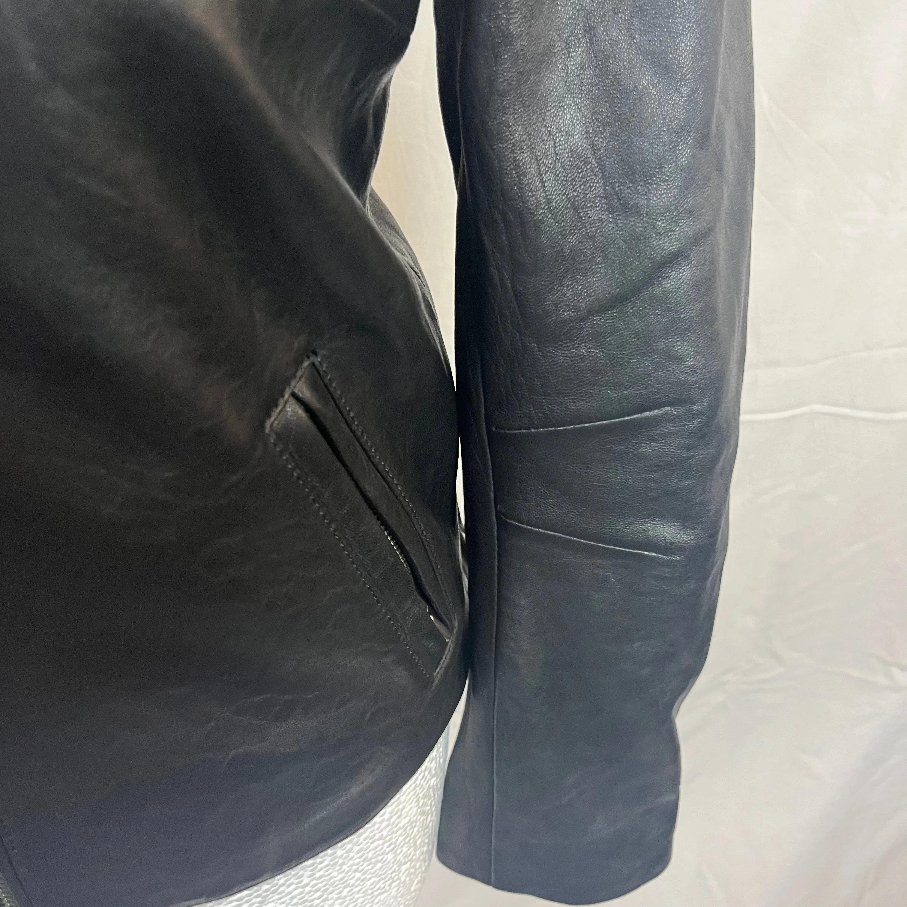 Hush Brand New 349 Black Leather Moto Jacket XS