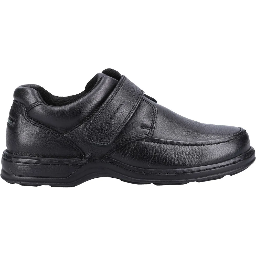 Hush Puppies Mens leather Shoes Strap Over Wide Black Roman