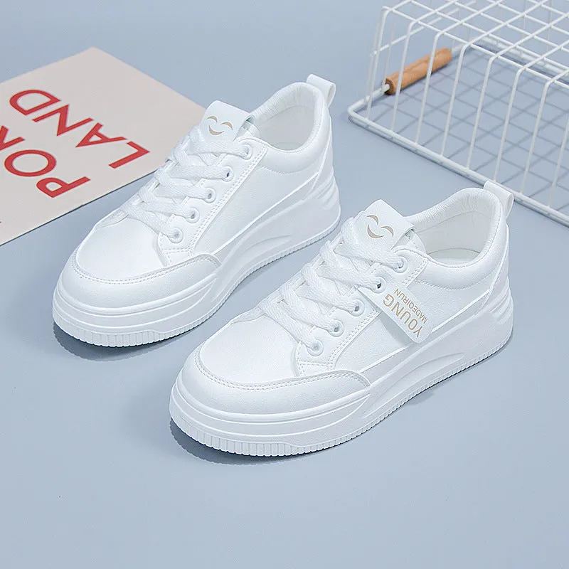 INSTOCK-White flat bottom shoes for women.