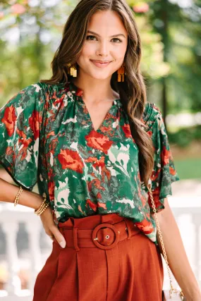 Into Your Heart Green Floral Blouse