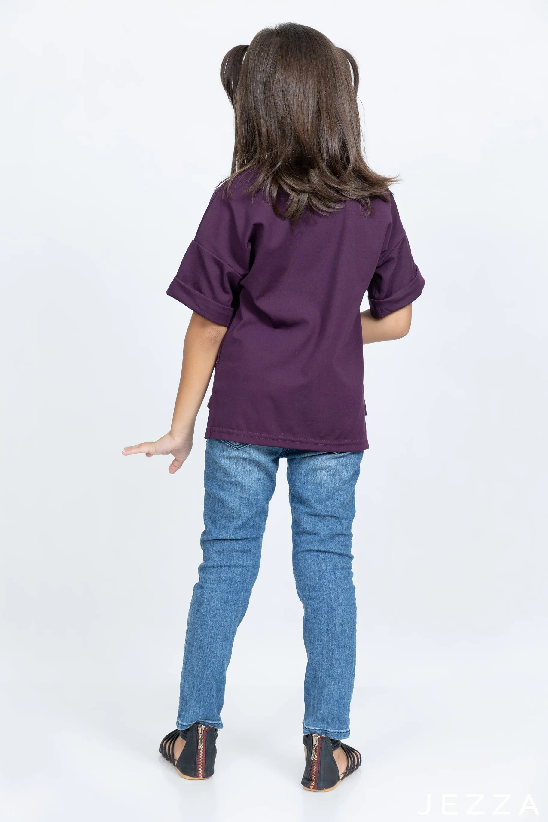 JEZZA Maroon Colour Kids T-Shirt 44201