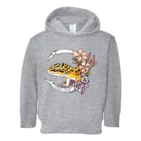 Leopard Gecko Banner Toddler Pullover Hoodie, Cute Gecko Lizard Kids Top