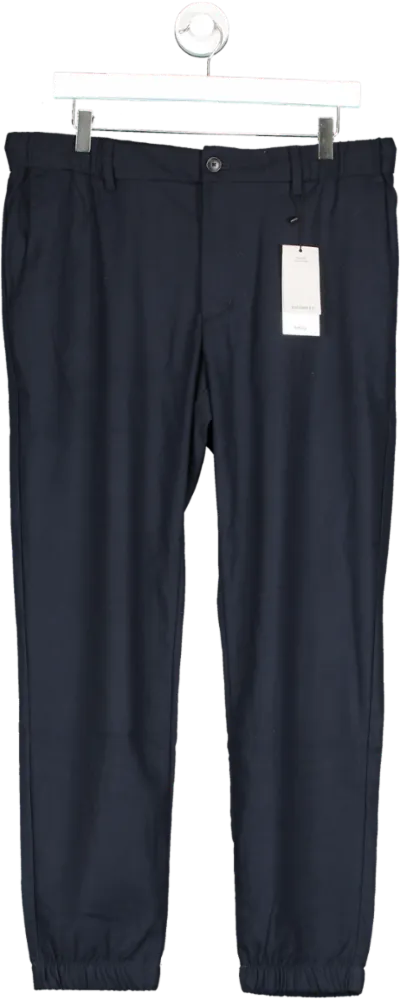 MANGO Blue Slim-fit Jogger Trousers With Drawstring BNWT W34