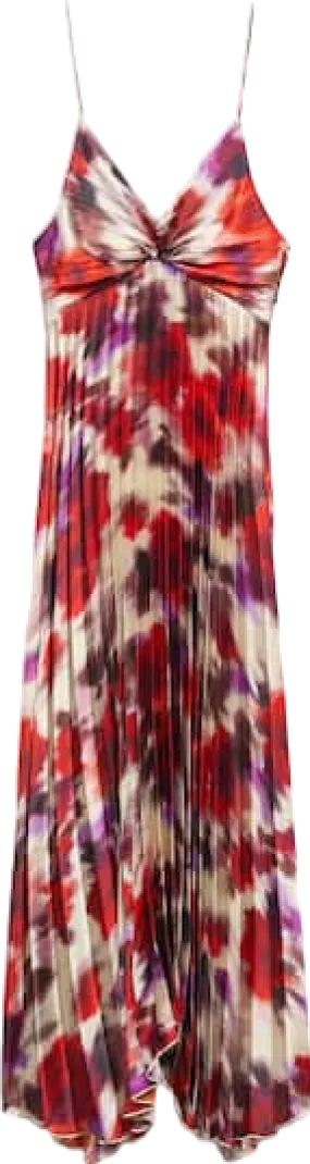 MANGO Multicoloured Pleated Satin Dress BNWT UK 10