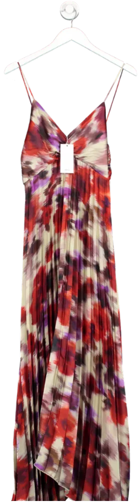 MANGO Multicoloured Pleated Satin Dress BNWT UK 10