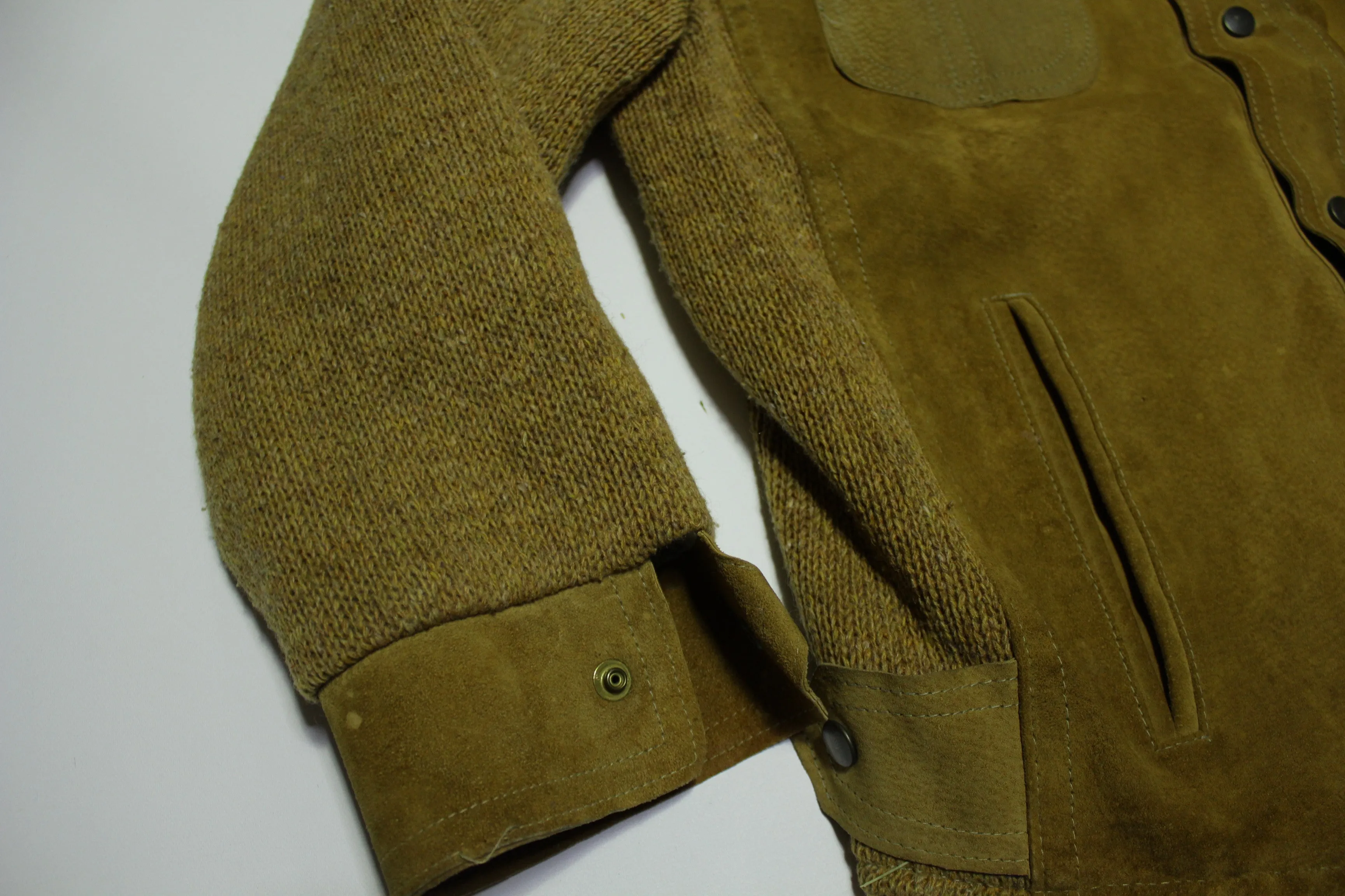 McGregor Vintage 60's Suede Cardigan Style Snap Up Distressed Jacket