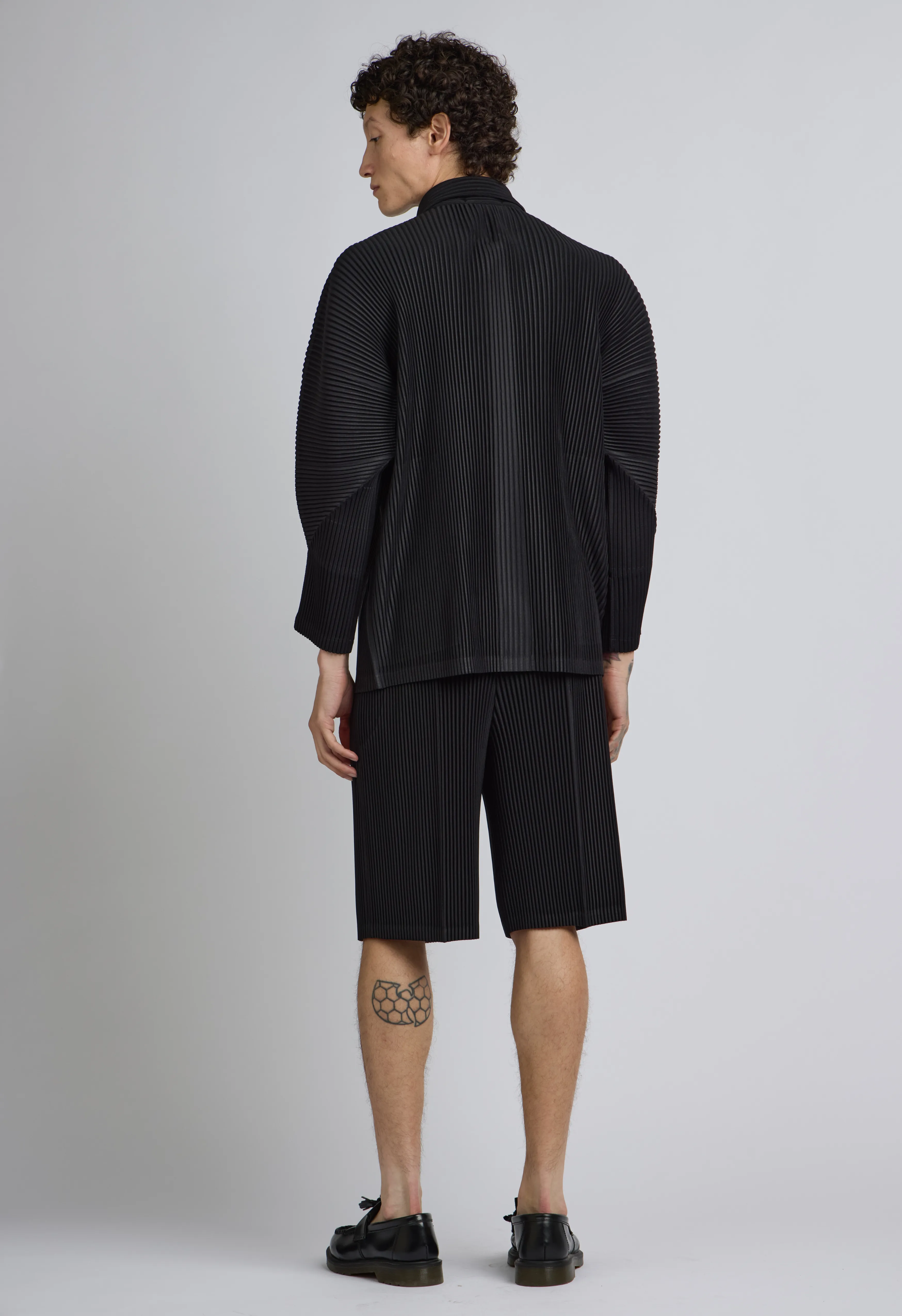 Mens Pleated Long Sleeve In Black