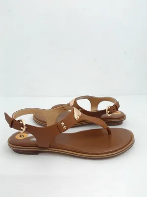 Michael Kors Women's Brown Leather Plate Thong Sandal Size 6 M