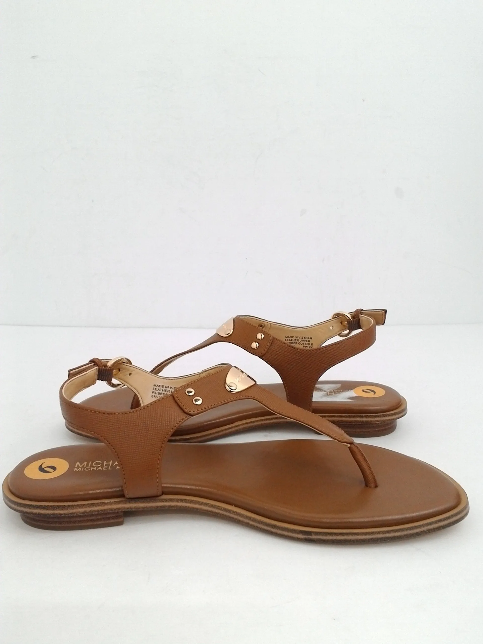 Michael Kors Women's Brown Leather Plate Thong Sandal Size 6 M