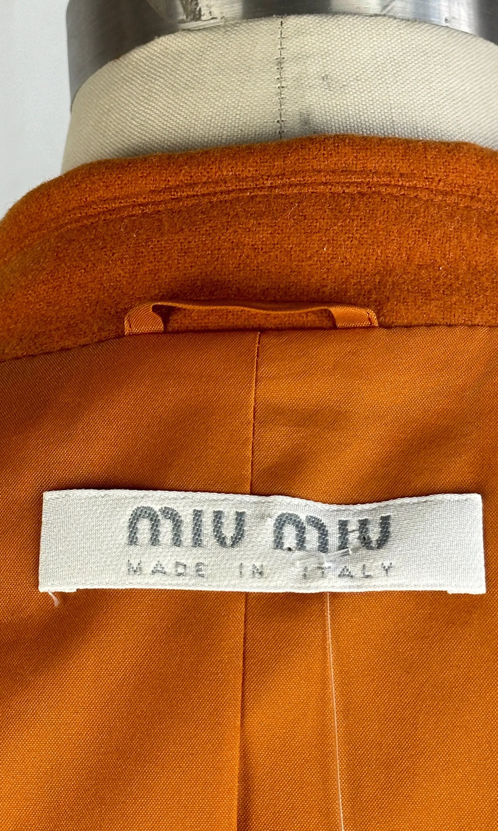 MIU MIU Vintage 90s Orange Blazer with Novelty Back Pocket  Small