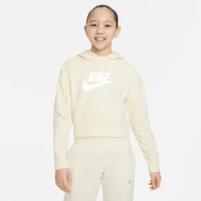 NIKE JUNIOR SPORTSWEAR CLUB FRENCH TERRY CREAM CROPPED HOODIE