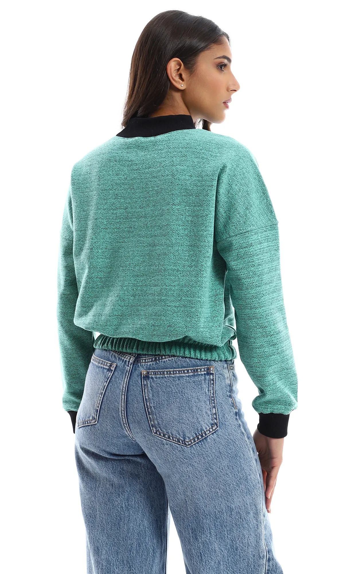 O155698 Heather Turquoise Slip On Sweatshirt With Fleece