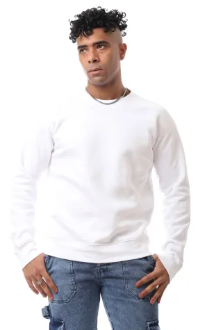 O172353 Polyester White Slip On Solid Sweatshirt