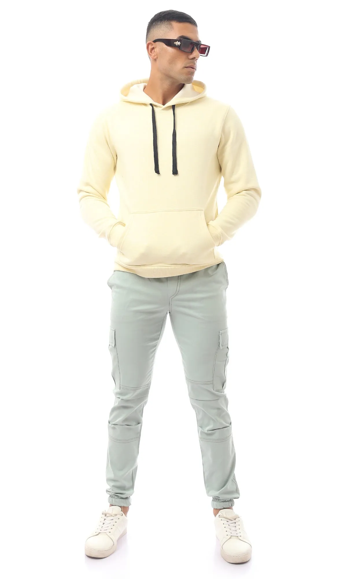 O172360 Solid Light Yellow Slip On Winter Sweat Shirt